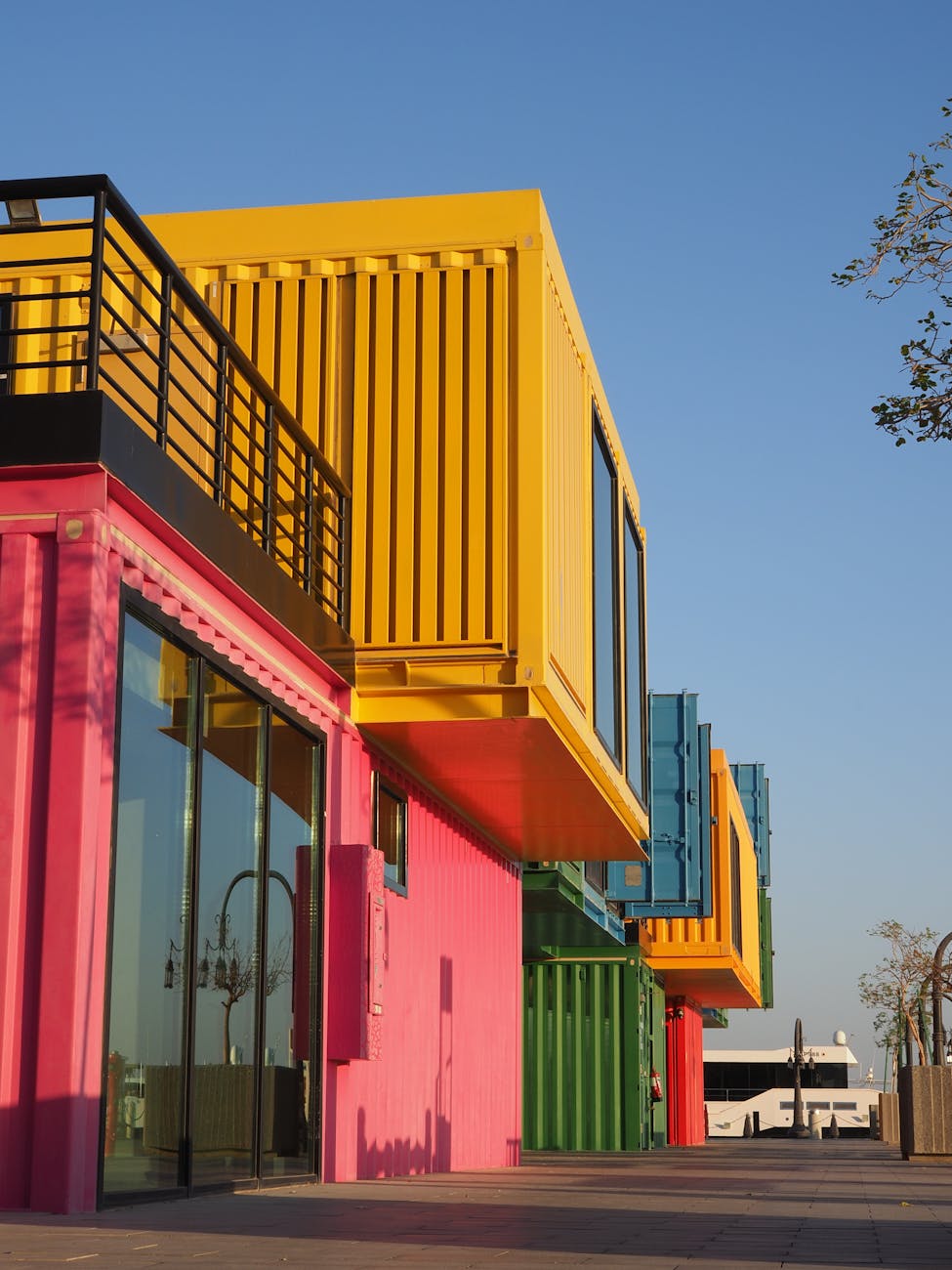 vibrant shipping container architecture in doha