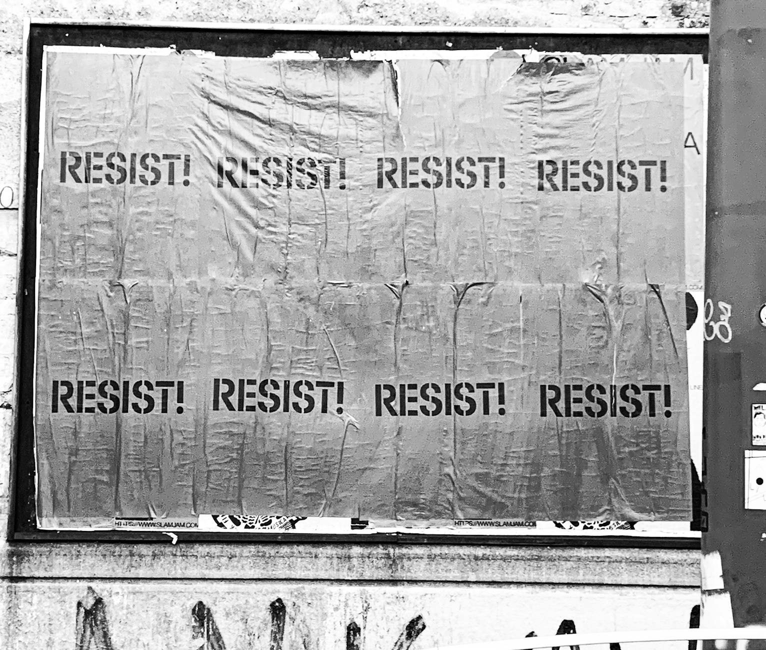 urban street art with resist posters