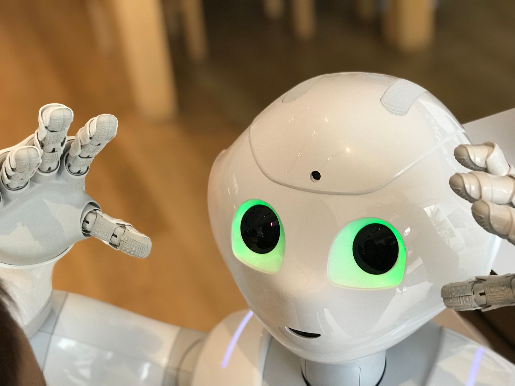 close up shot of a white robot